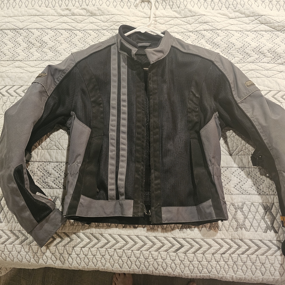 Olympia Gray and Black Motorcycle Jacket